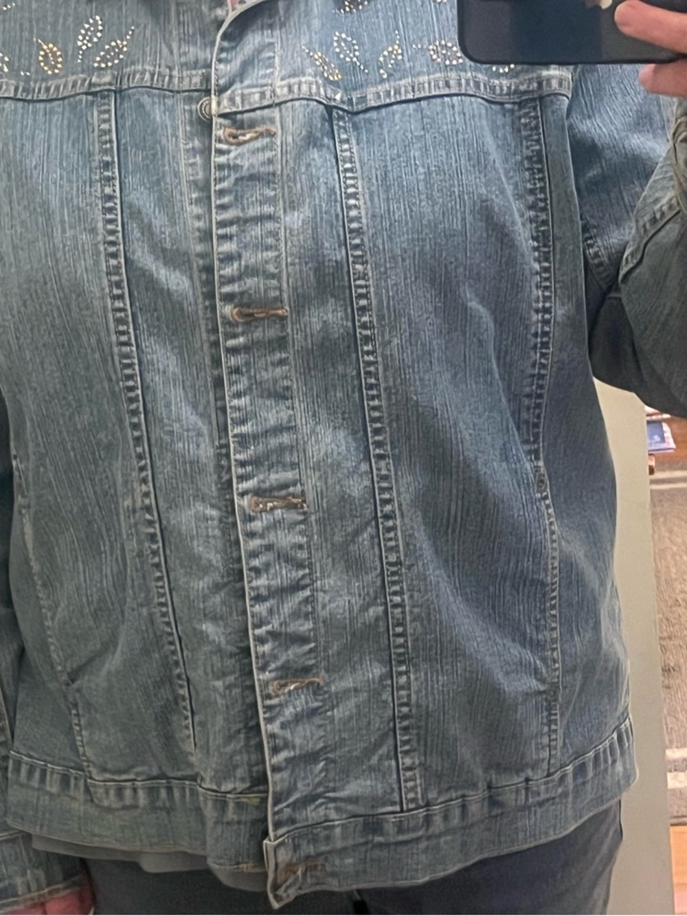 Classic Light Wash Denim Jacket with Stud Detail